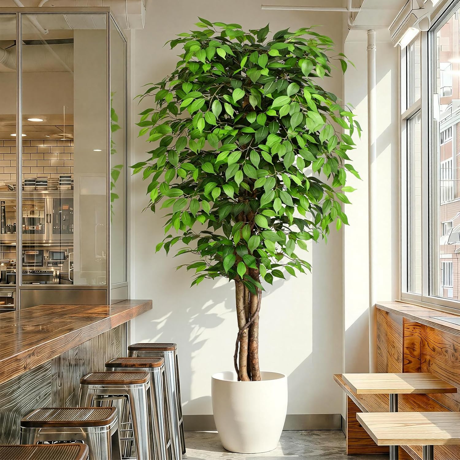 Lifelike Artificial Ficus Tree - Ficus Lyrata Tree 评论和价格