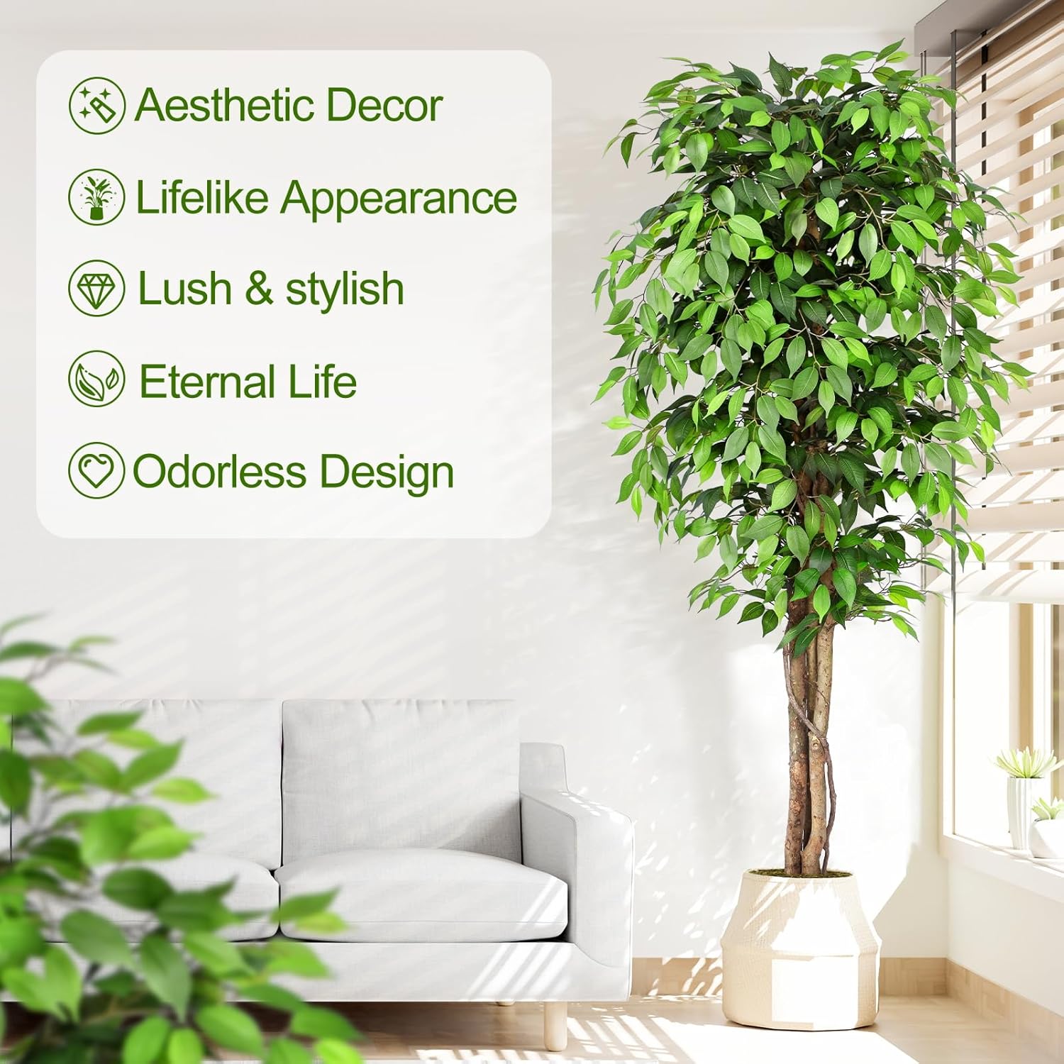 Lifelike Artificial Ficus Tree - Ficus Lyrata Tree 评论和价格