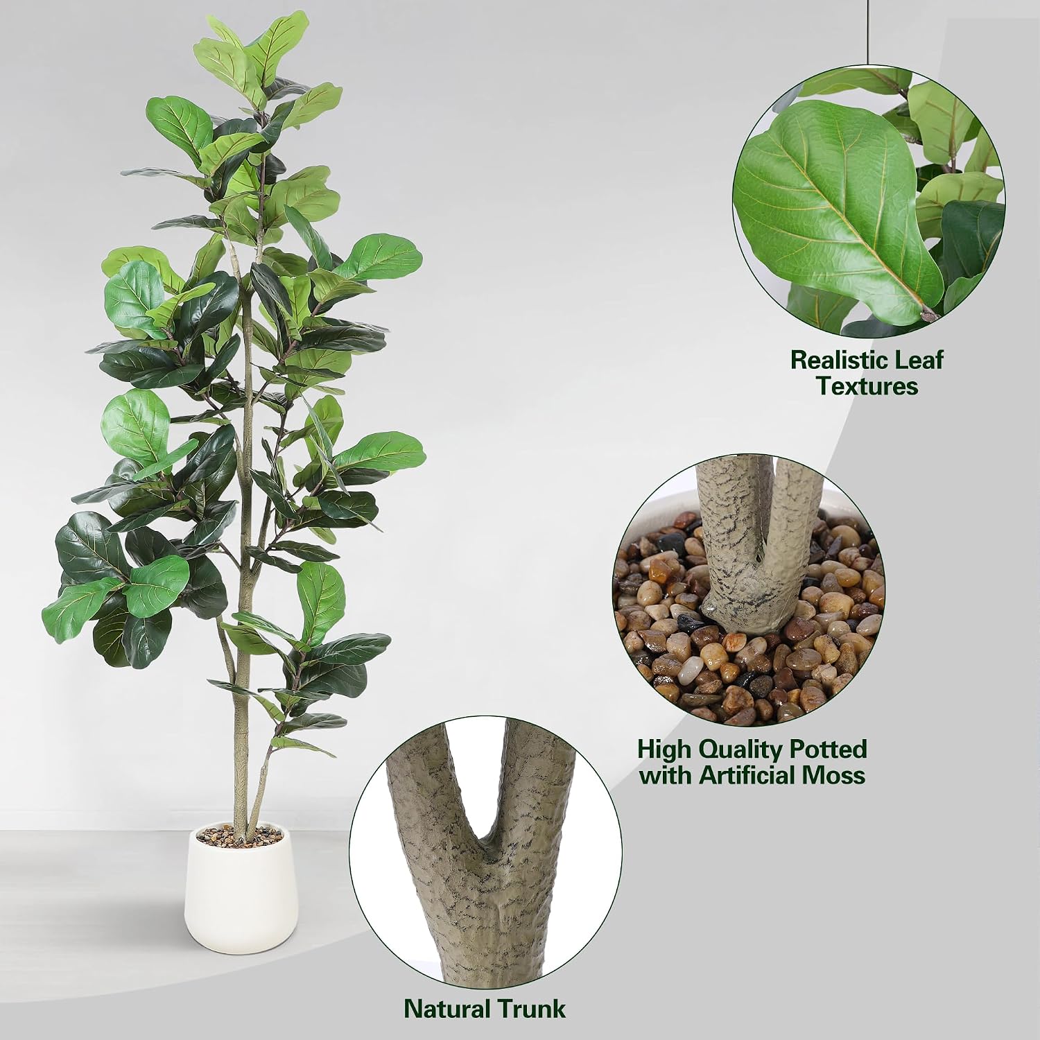 7ft Artificial Fiddle Leaf Tre - Ficus Lyrata Tree 评论和价格